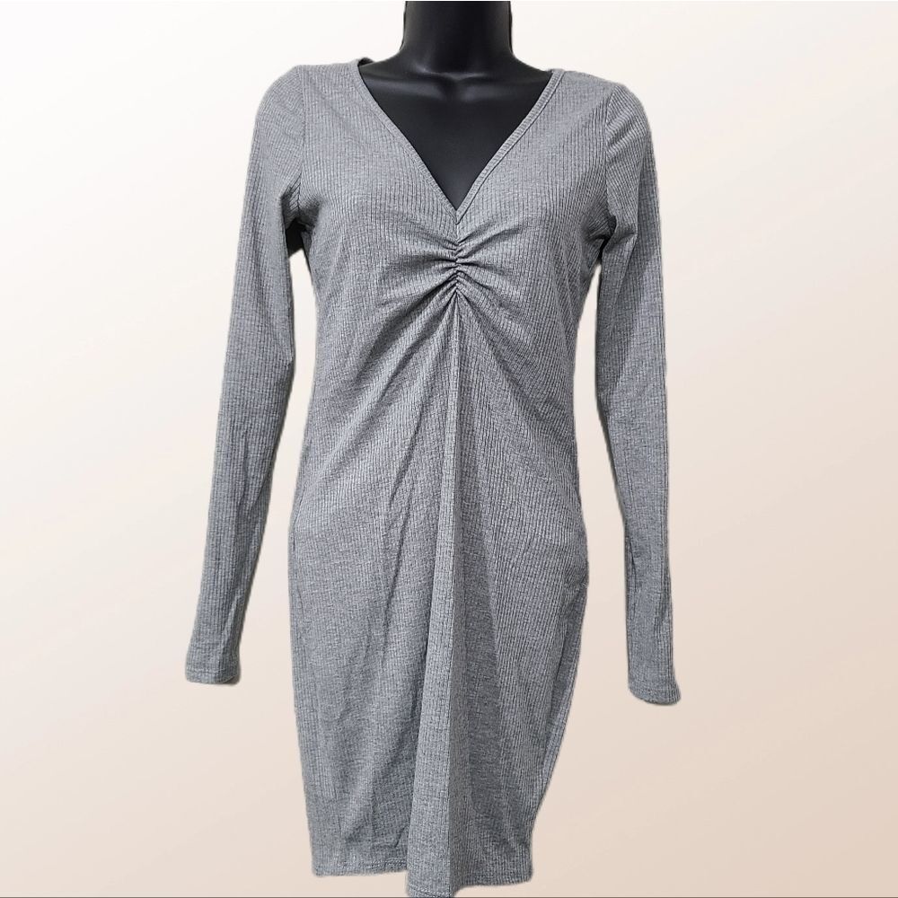 Forever 21 long sleeve ribbed dress grey - Medium